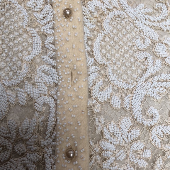 Mid Century Angora and Wool Boutique Sweater With Lace and Beaded Embellishment - Picture 7 of 7